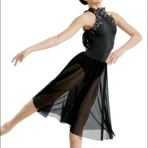 WEISSMAN Dance ballet lyrical black mesh stoned Costume CLEAN 10794 Adult MA